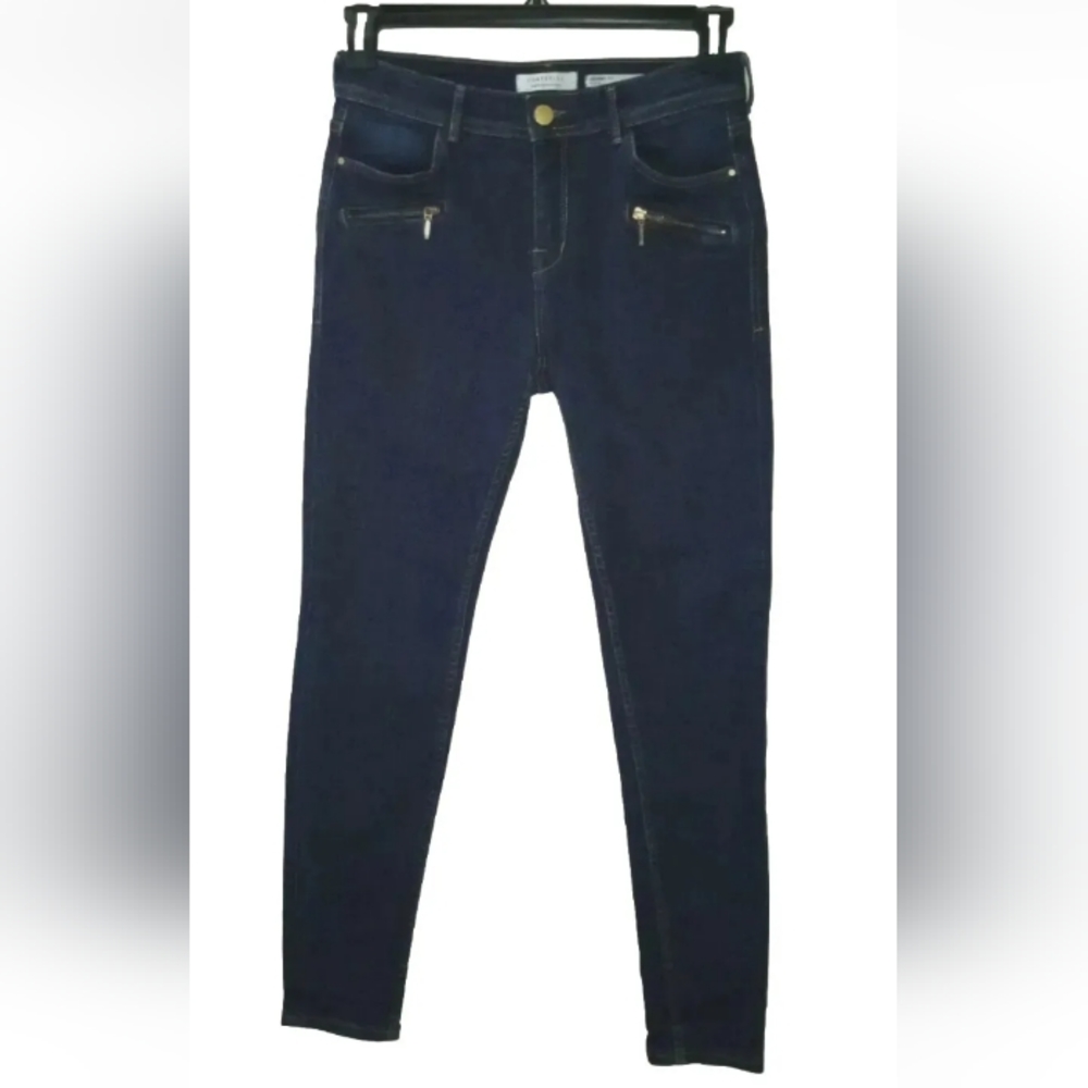 CORTEFIEL Womens Skinny Jeans US Size 6 EUR 38 UK 10 Dark Wash Zip Pockets